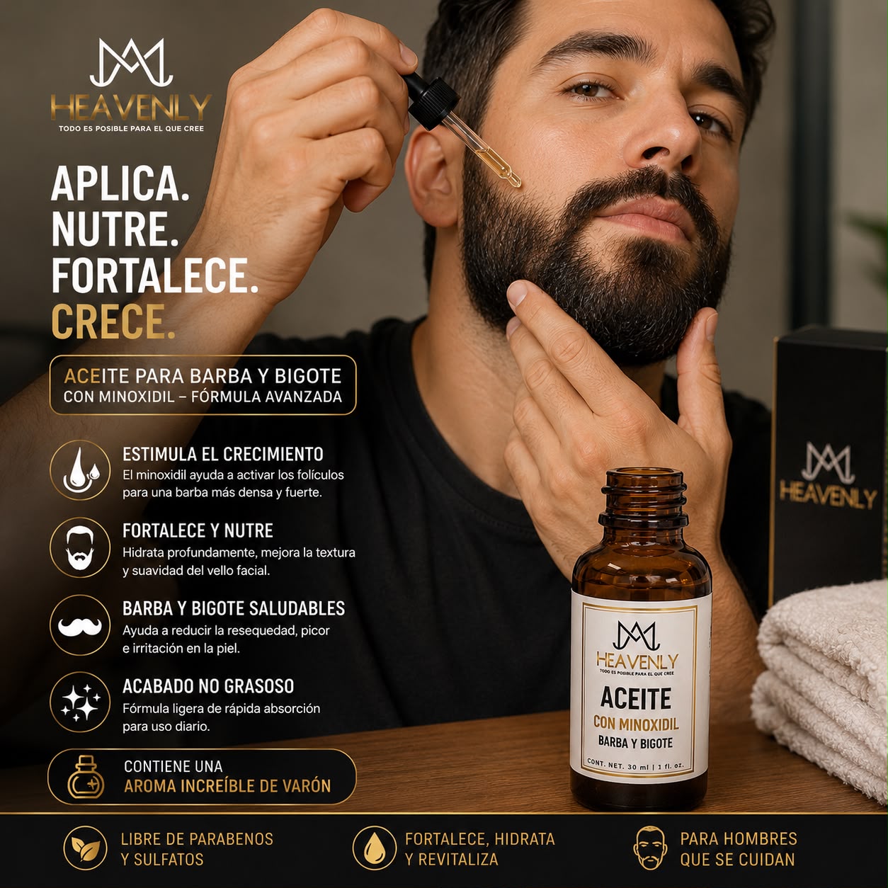 ACEITE CON MINOXIDIL, BARBA Y BIGOTE